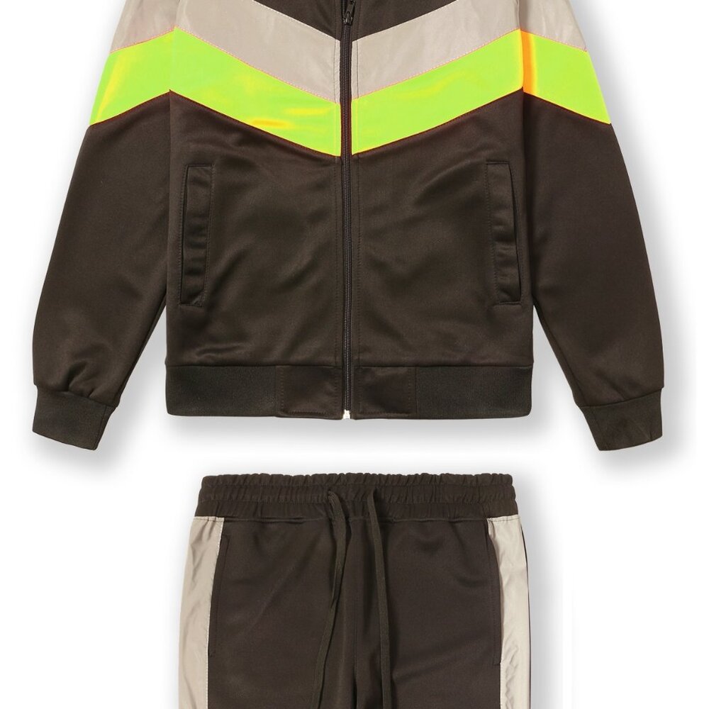 Victorious Men's Reflective Neon Track Suits 2 Piece Sweatsuit SET NeonYellow